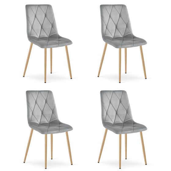 LIBRA-tuoli, vaaleanharmaa sametti, puunväriset jalat (4 kpl)