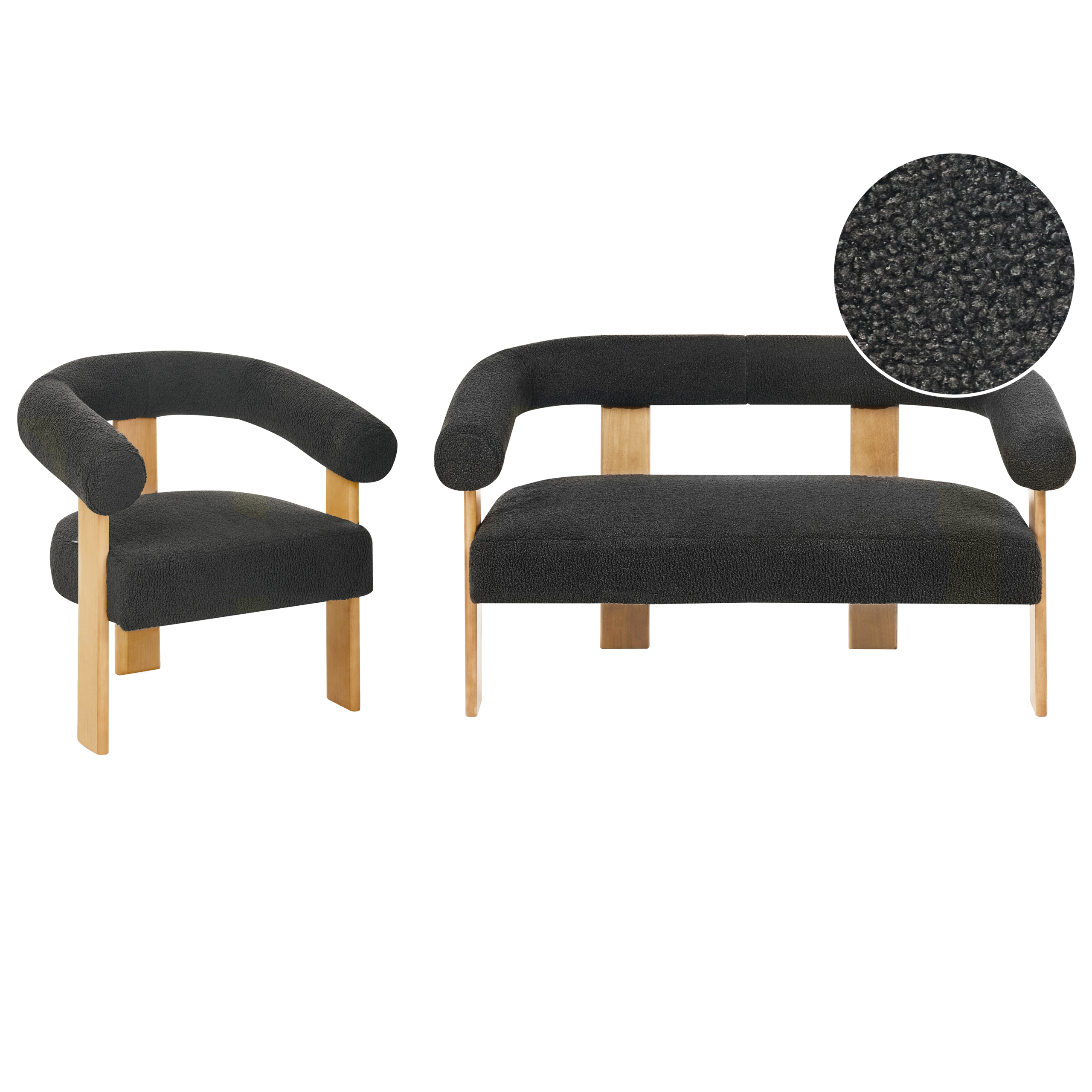 Sohvaryhmä ILBRO buklee Musta/vaaleanruskea