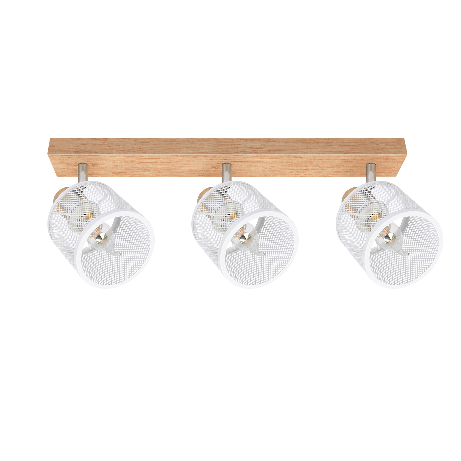 NETTLIFE - kattovalaisin, 3 valkoista kohdevaloa, puukuvio - E14- kattovalaisin, säädettävä 350°, 4 lamppua, max 25 W, moderni olohuoneeseen