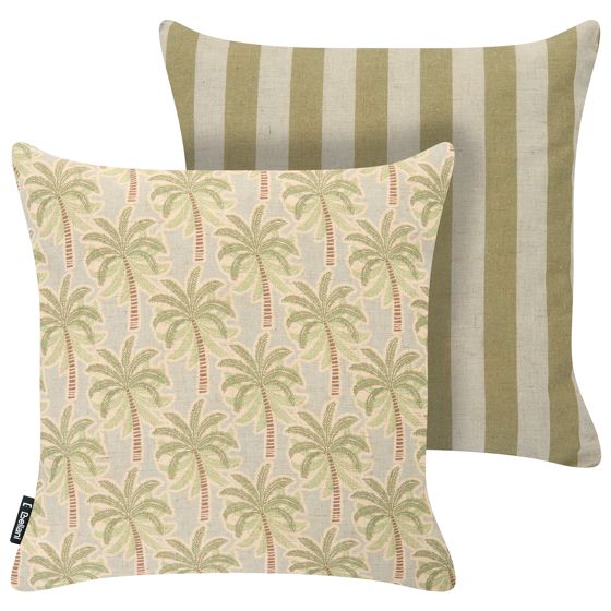 Ulkotyynysetti 2 kpl CALIA Kasvikuvio 45 x 45 cm Beige/vihreä