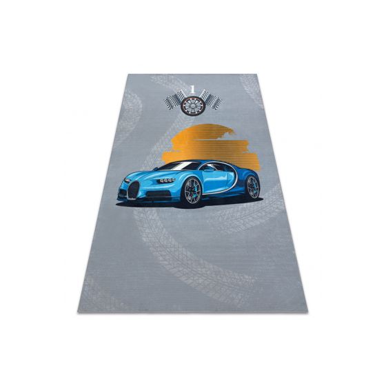 BAMBINO 41730 matto Auto, kilpailu lapsille liukumaton - harmaa / sininen 200x290 cm