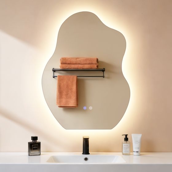 ZMH LED-kylpyhuoneen peili 60x80 cm, himmennettävä 3000k-6500k, seinälle kiinnitettävä huurtumisenestolla