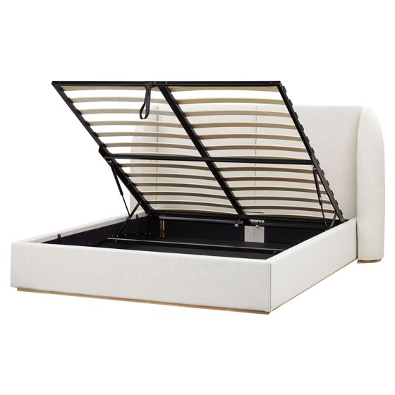 Sänky säilytystilalla kangas MONESTIER 160 x 200 cm Luonnonvalkoinen