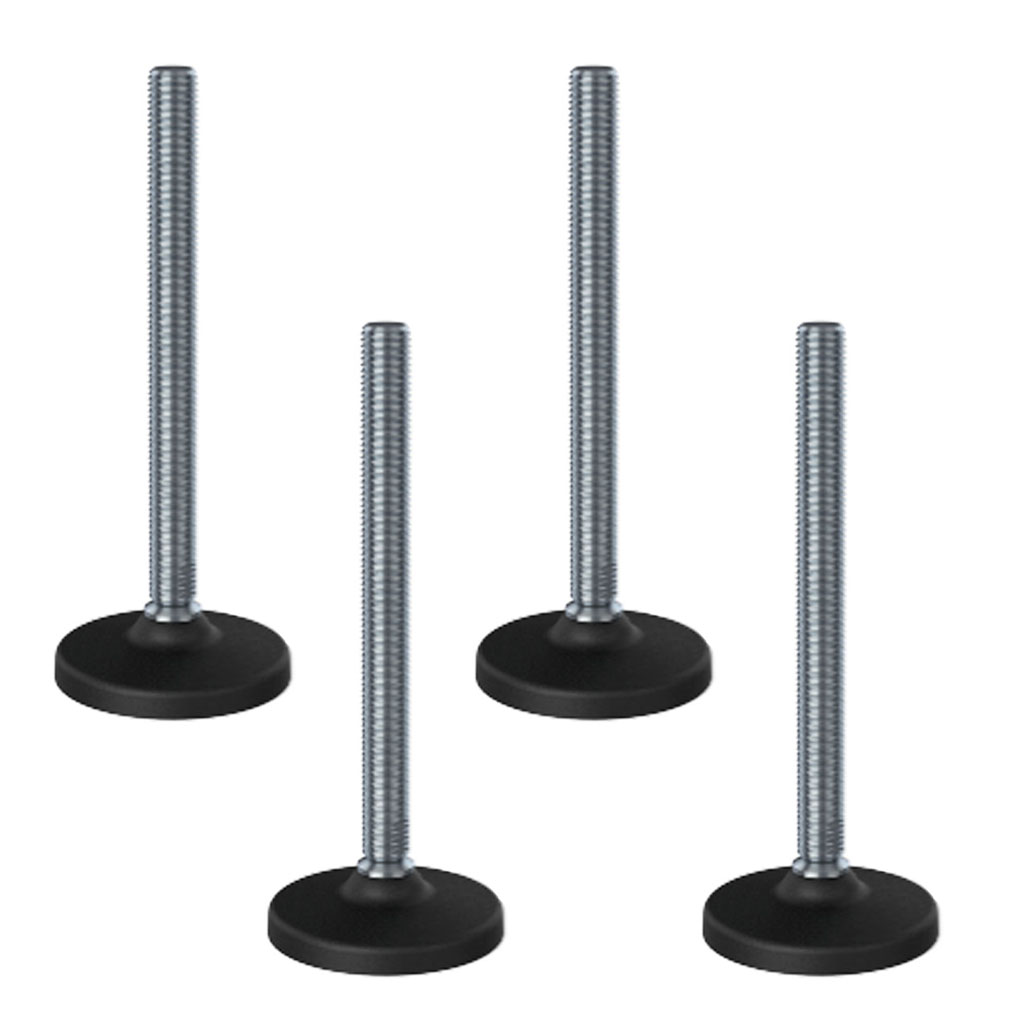 Ruostumaton tasoitusjalka M20x230, 100 mm:n muovialustalla, kantavuus 6000 kg – 4 kpl:n sarja