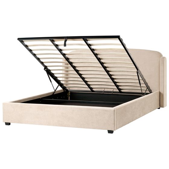 Sänky säilytystilalla kangas BERNAY 180 x 200 cm Ruskeanharmaa