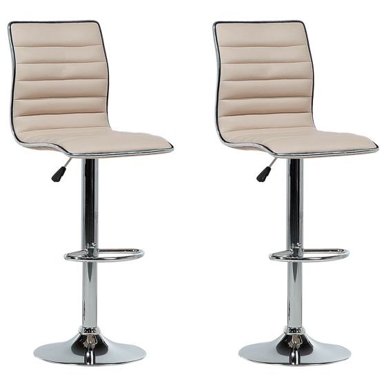 Baarituolisetti 2 kpl LUCERNE keinonahka pyörivä Vaaleanbeige