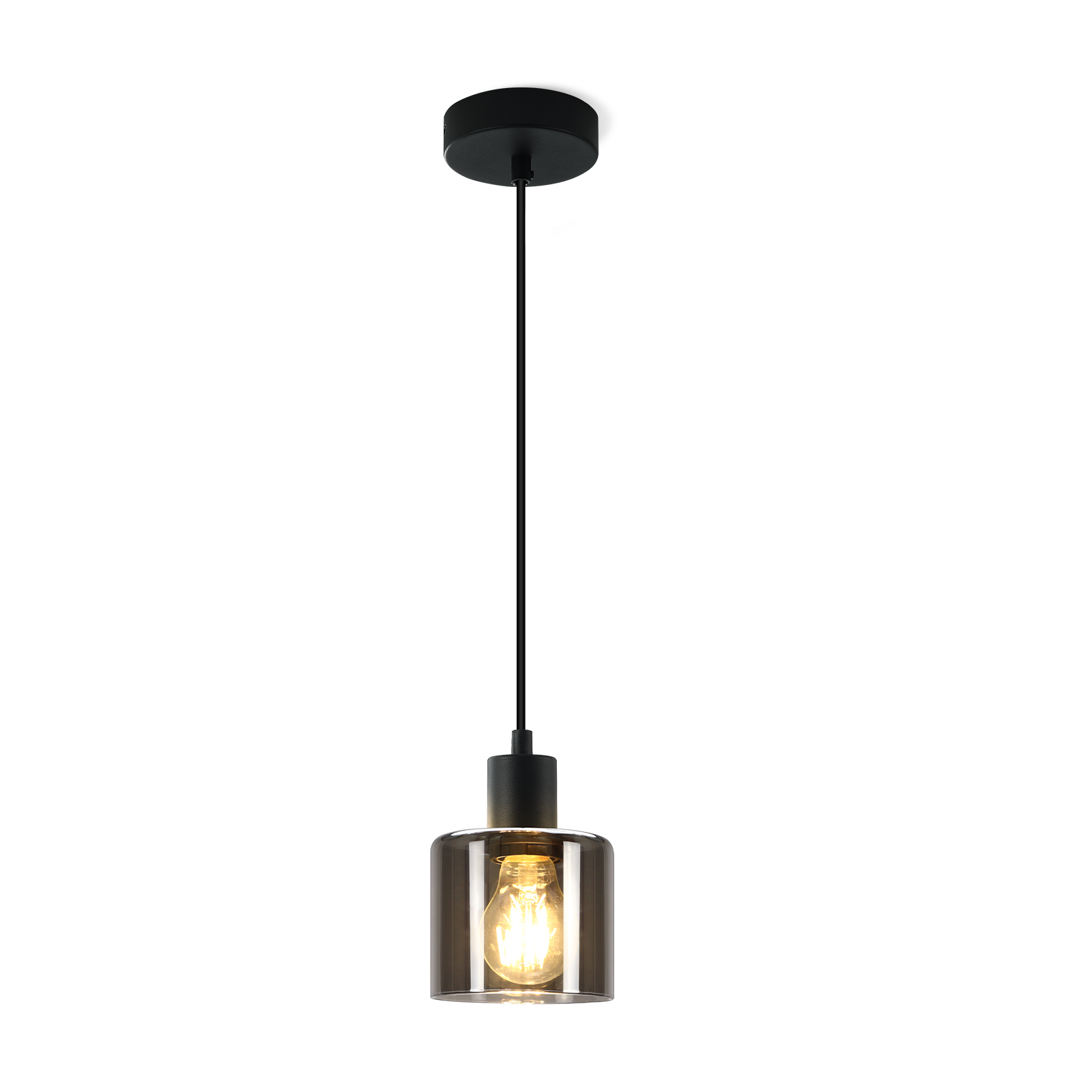 NETTLIFE rautariippuvalaisin, halkaisija, 11cm, E27, max. 40W, mustaVintage-tyylinen, 1-lamppuinen, ruokasalivalaisin