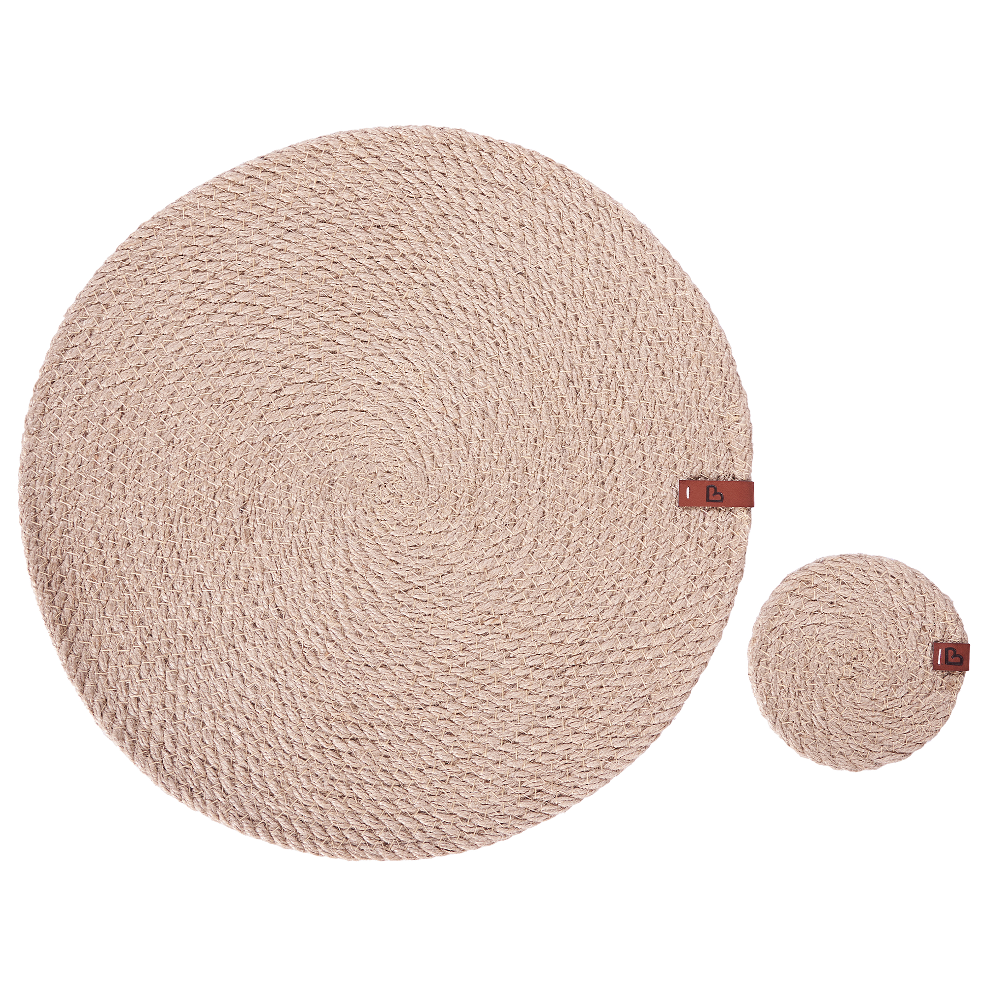 Pöytätabletti- ja lasinalussetti 6+6 MUNTRIES Luonnonväri Juutti