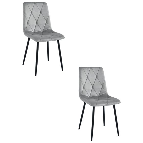 LIBRA-tuoli, hopeanharmaa sametti, mustat jalat (2 kpl)