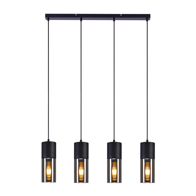 NETTLIFE-ruokapöydän riippuvalaisin, E27-riippuvalaisin, 4-liekkinen, säädettävä LED, moderni lasivarjostin