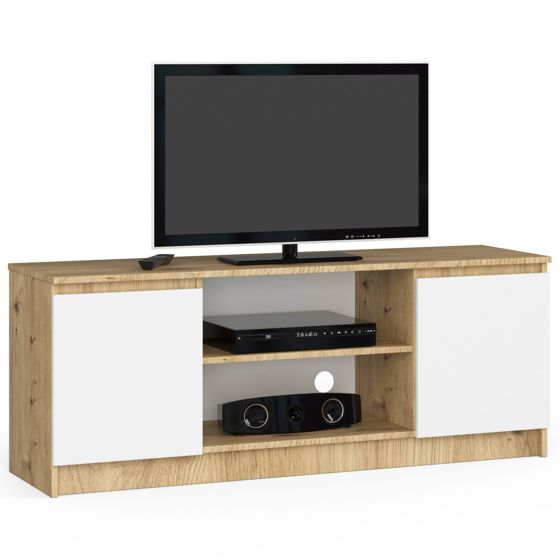 Akord TV-taso 2 Ovet 1 Hylly Artisan-tammi/Valkoinen 140x40x55