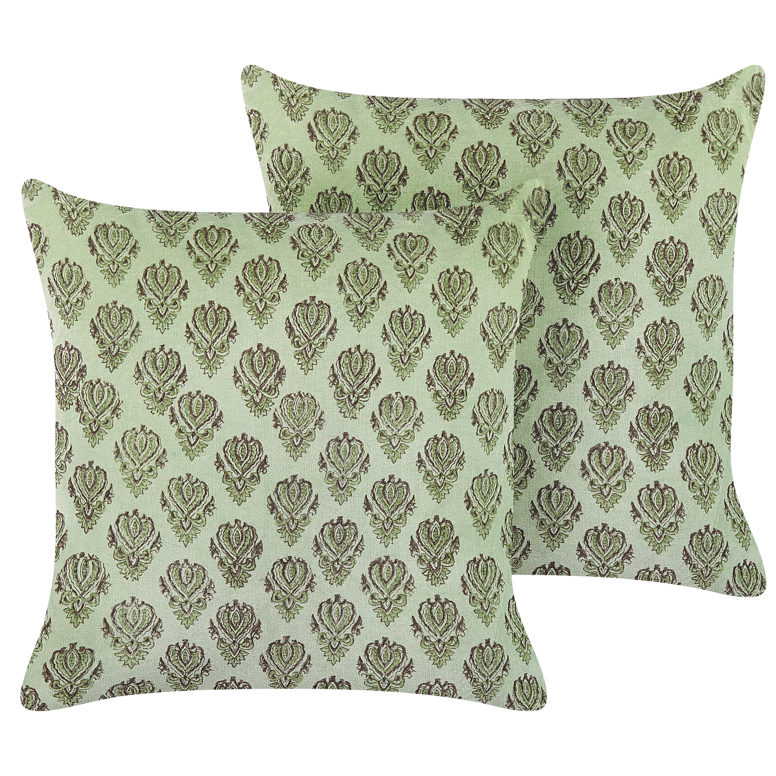Koristetyynysetti 2 kpl RUNGIA 45 x 45 cm Sametti Vihreä Kukkakuvio