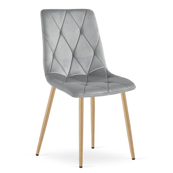 LIBRA-tuoli, vaaleanharmaa sametti, puunväriset jalat (1 kpl)