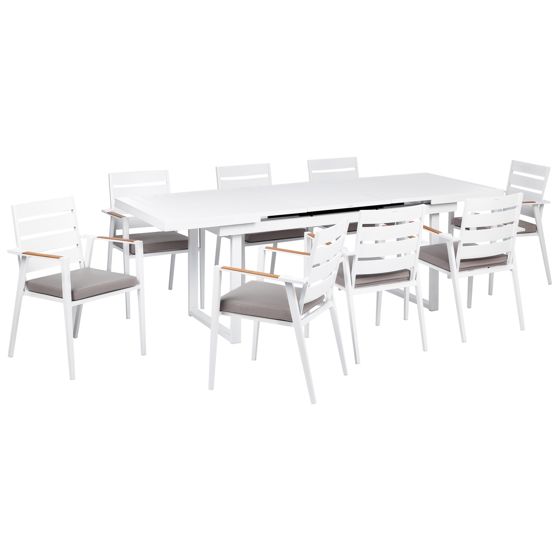 Ulkoruokailuryhmä 8-istuttava VALCANETTO/TAVIANO tyynyillä metalli Harmaa