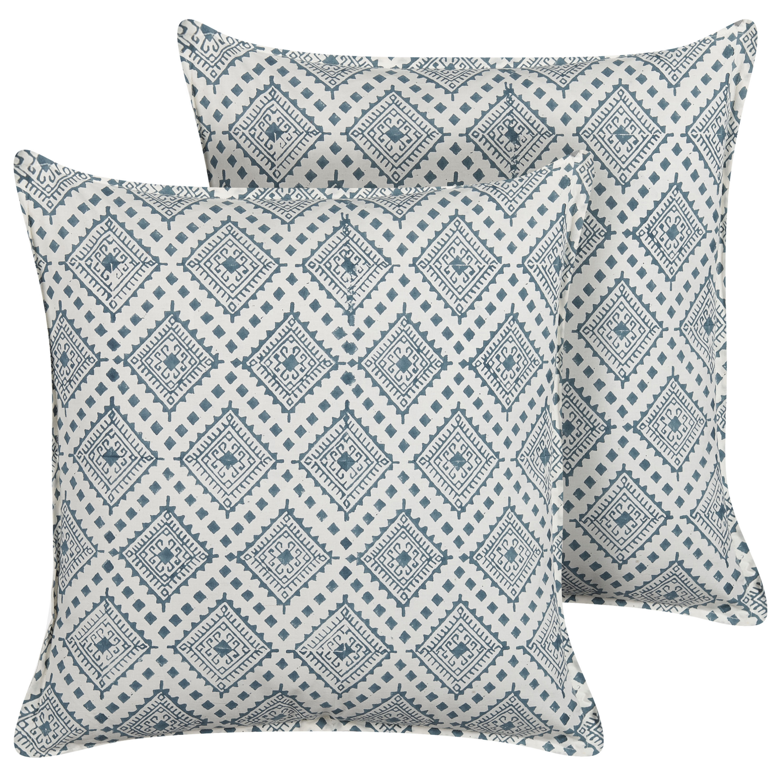 Koristetyynysetti 2 kpl CORDATA puuvilla 45 x 45 cm Sininen Itämainen kuvio