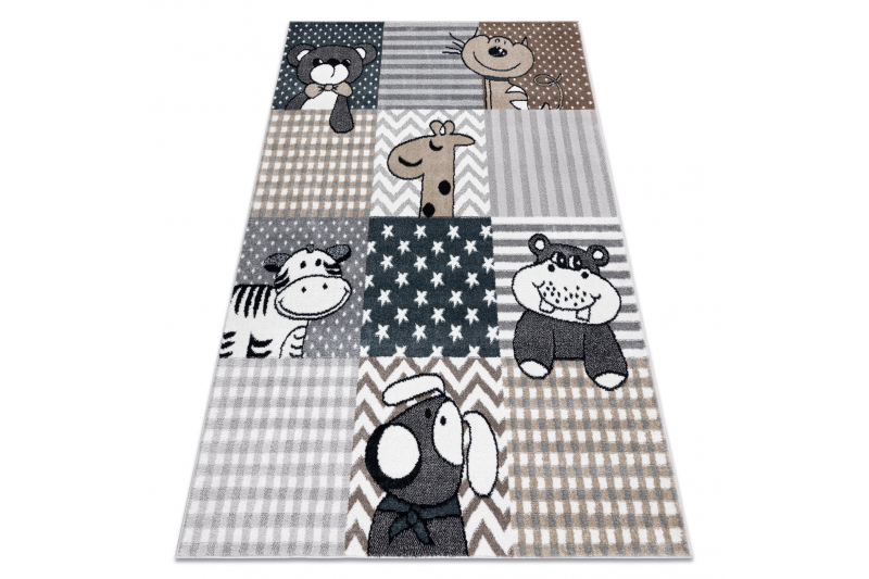 Matto FUN Pets lapsille, eläimet harmaa 200x290 cm
