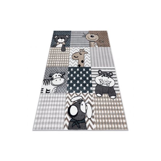 Matto FUN Pets lapsille, eläimet harmaa 200x290 cm