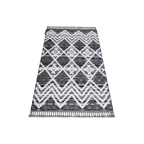 Matto MAROC P642 Rooma Zigzag harmaa / valkoinen Tupsut berbery Marokkolainen shaggy 120x170 cm