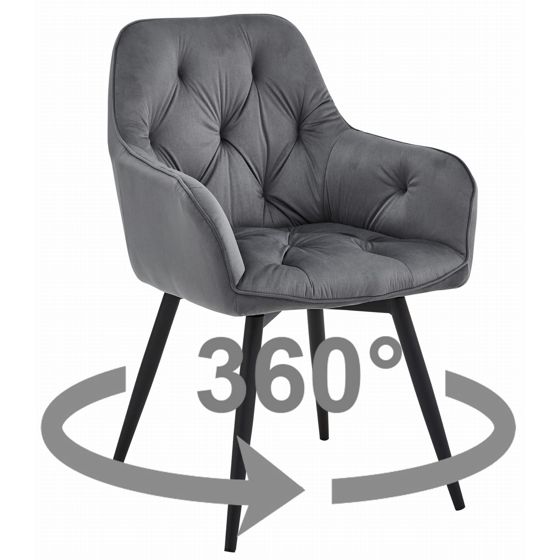 JORK360 pyörivä tuoli, tummanharmaa sametti, mustat jalat (1 kpl)