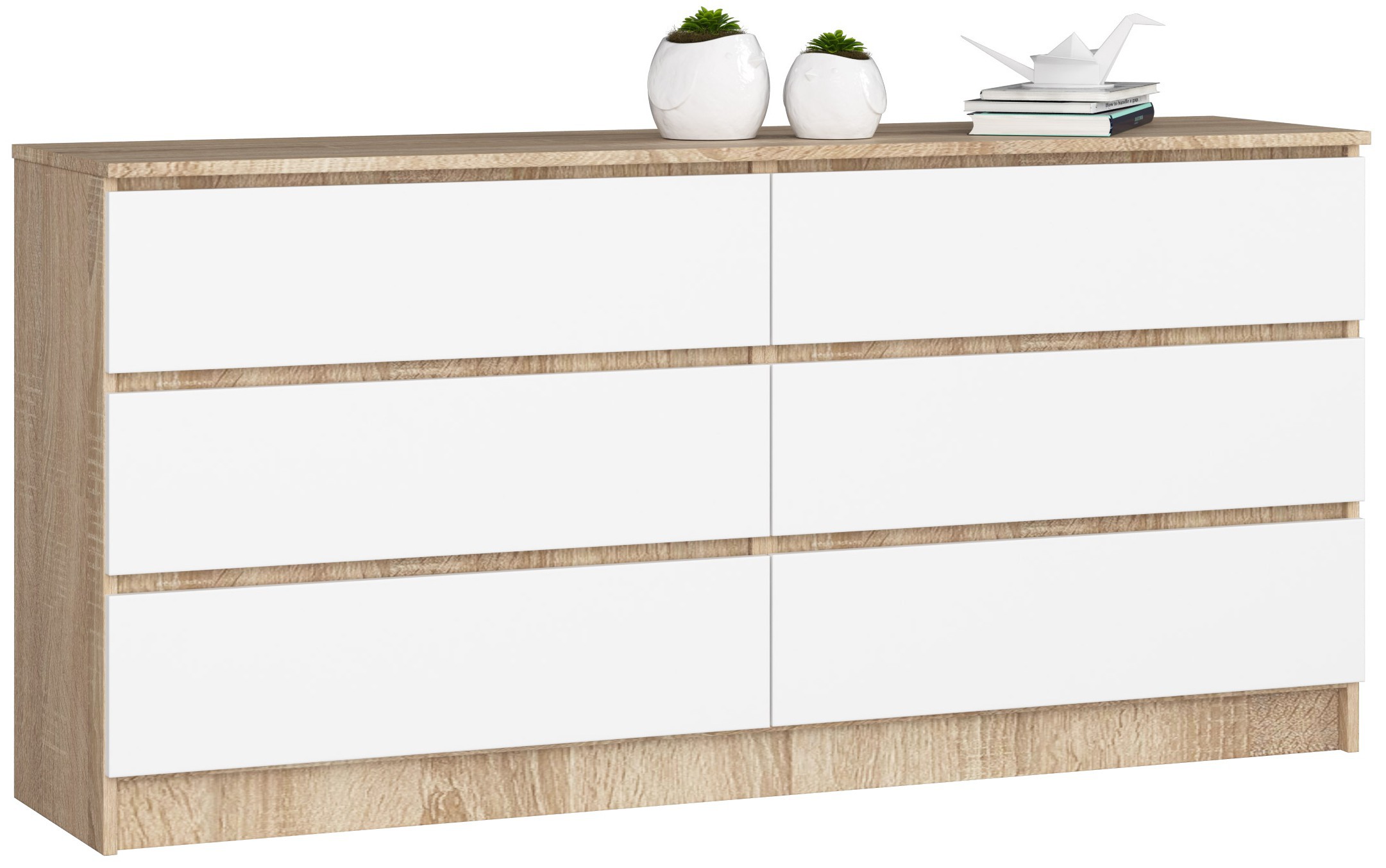 Akord Senkki 6 Laatikkoa Sonoma-tammi/Valkoinen 160x40x77