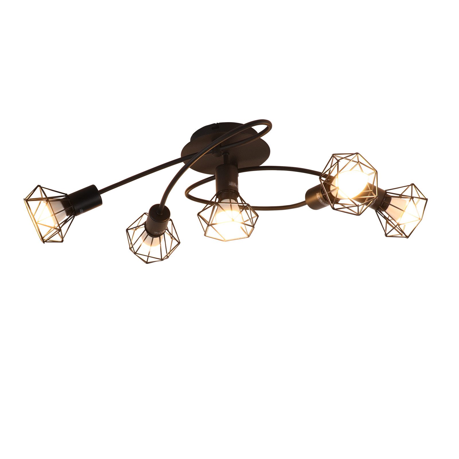 NETTLIFE LED-kattovalaisin E14 musta kattovalaisin 5 lamppua teollinen säädettävä 350° retro vintage-kohdevalo