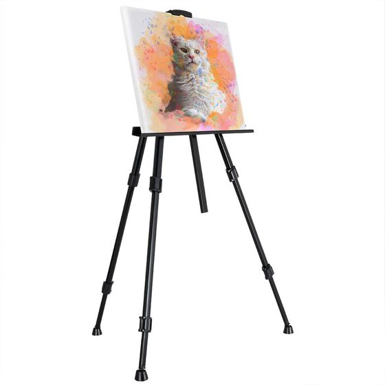 Musta taittuva metallinen maalarinteline laukulla, 162 cm