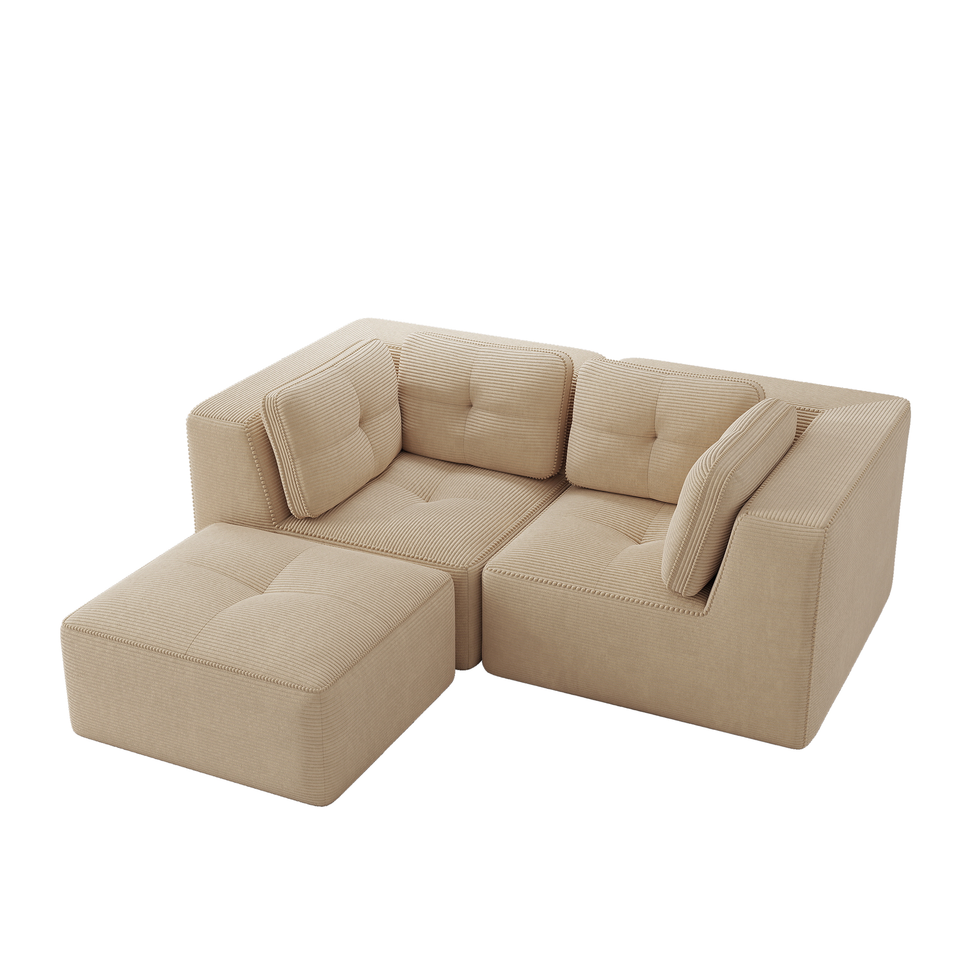 moduulisohva 2-paikkainen beige kankas skandinaavinen säädettävä