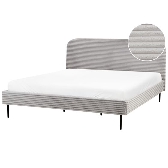 Sänky vakosametti FLAYAT 180 x 200 cm Vaaleanharmaa