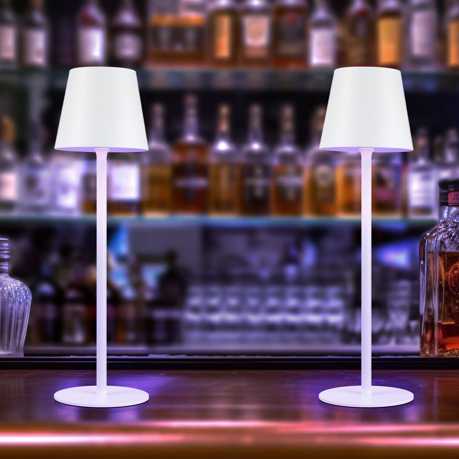NETTLIFE Langaton paristokäyttöinen, yöpöytävalaisin, 2Kpl - 2600mh A, RGB LED ladattava ulkopöytävalaisin, himmennettäväKosketusnäyttö