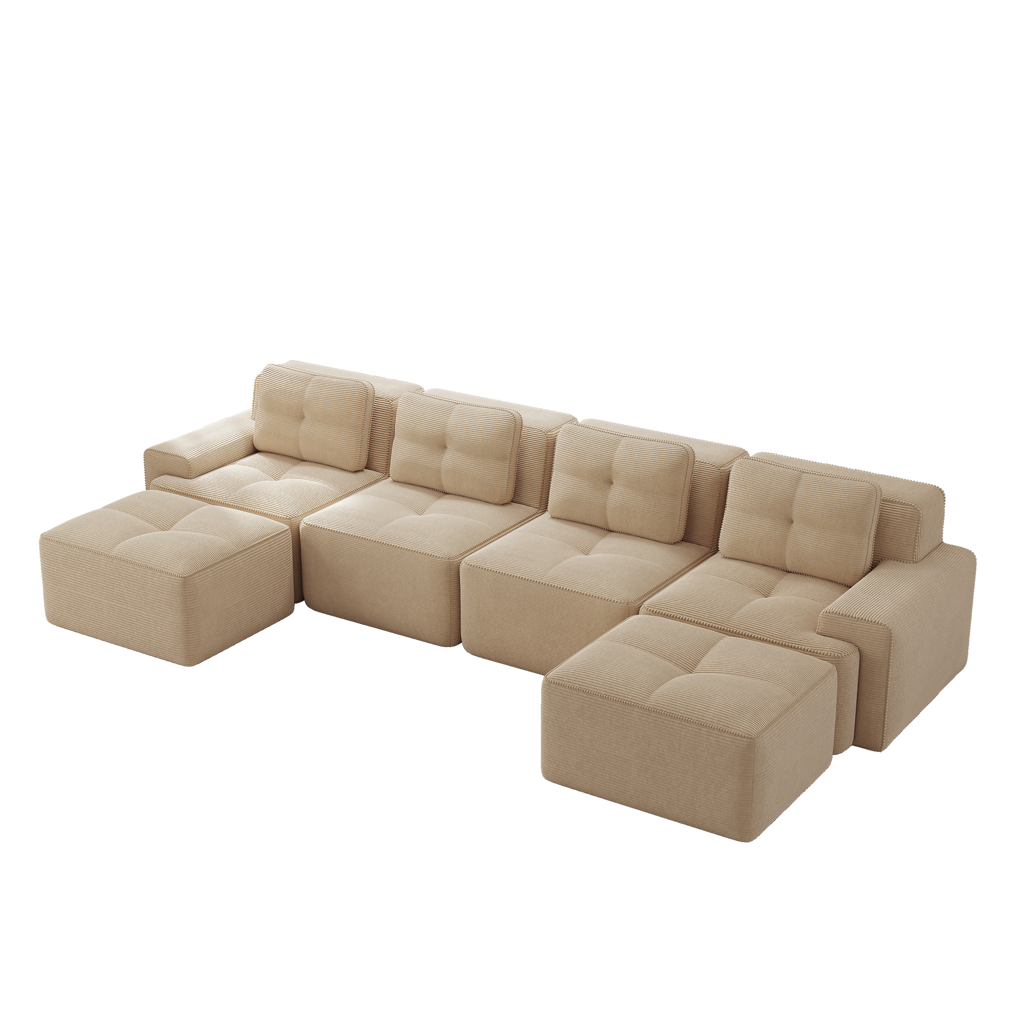 moduulisohva 4-paikkainen beige korduroy skandinaavinen vuodesohva