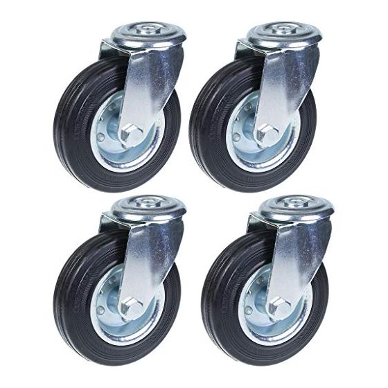 125mm 5" kumirengas, kääntyvä, vahva 480kg kantavuus, 4 kpl:n sarja.