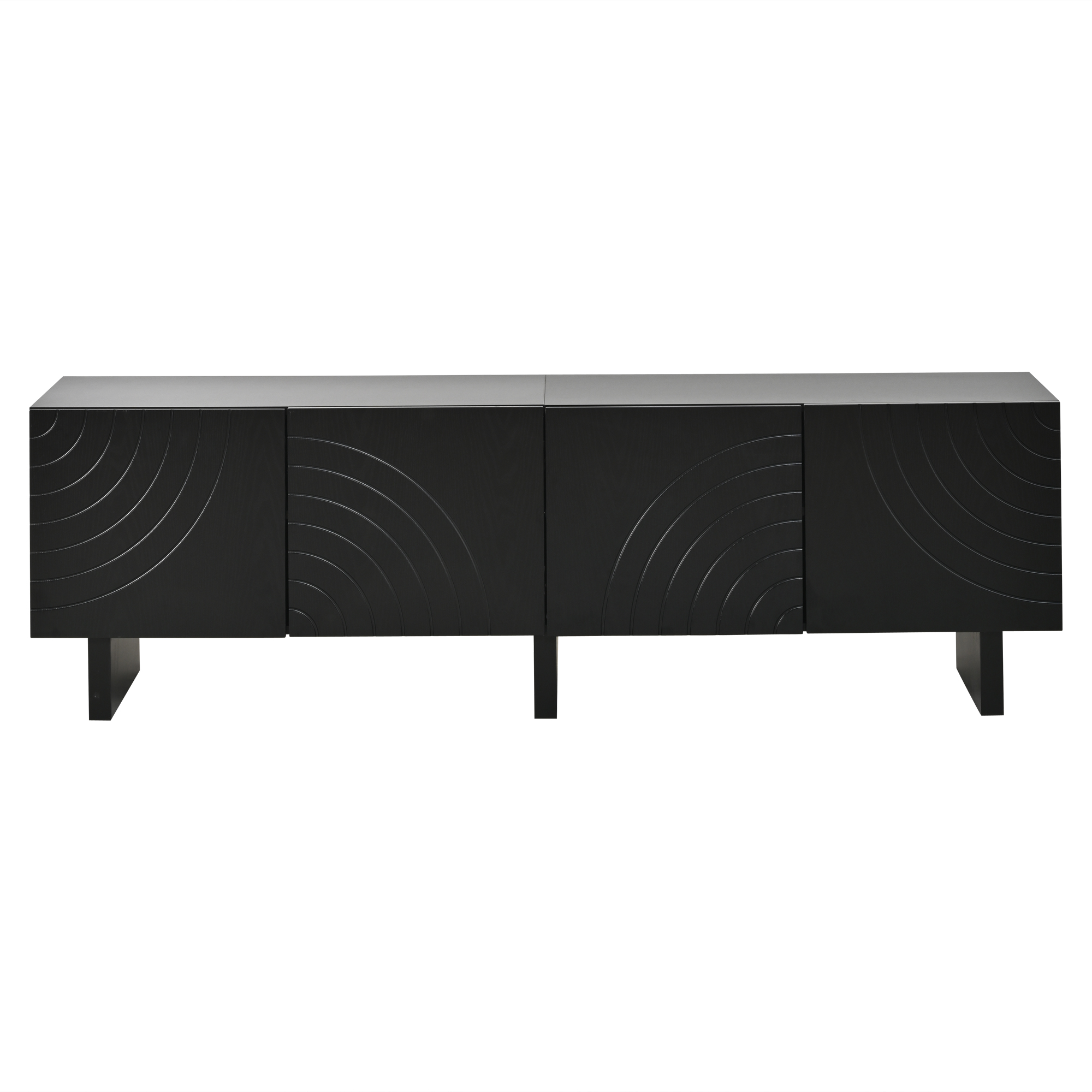 TV-taso 180x40x55 cm musta lastulevy säilytyksellä neljällä oven