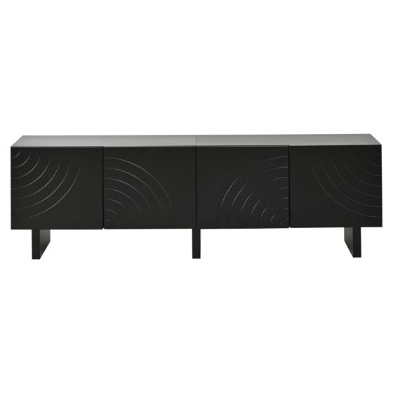 TV-taso 180x40x55 cm musta lastulevy säilytyksellä neljällä oven