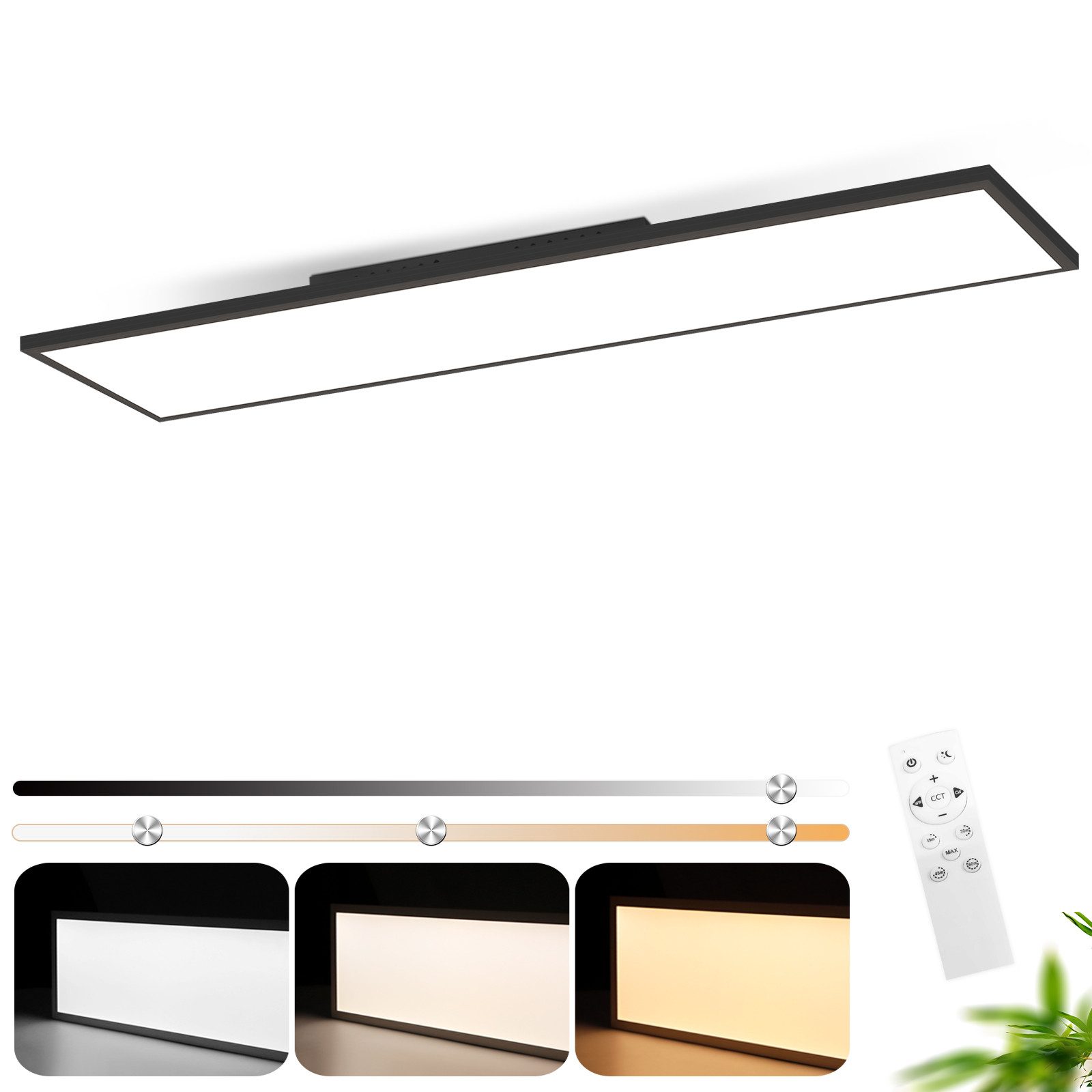 NETTLIFE LED-kattovalaisin, 120 x, 30 - HimmennettäväKattopaneeli, pitkä, päivänvalolamppu, tasainen, pöytävalaisinKaukosäätimellä, 40W