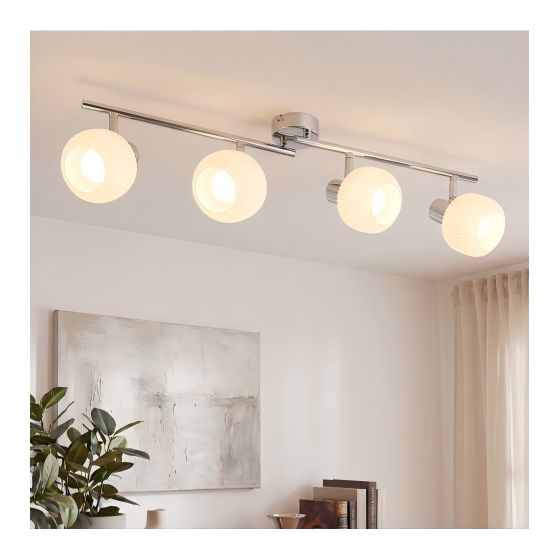 NETTLIFE kattokohdevalaisin E14 valkoinen 4 lamppua sisäkäyttöön lasi kääntyvä vintage - tyyliin hotellihuoneen käytävään