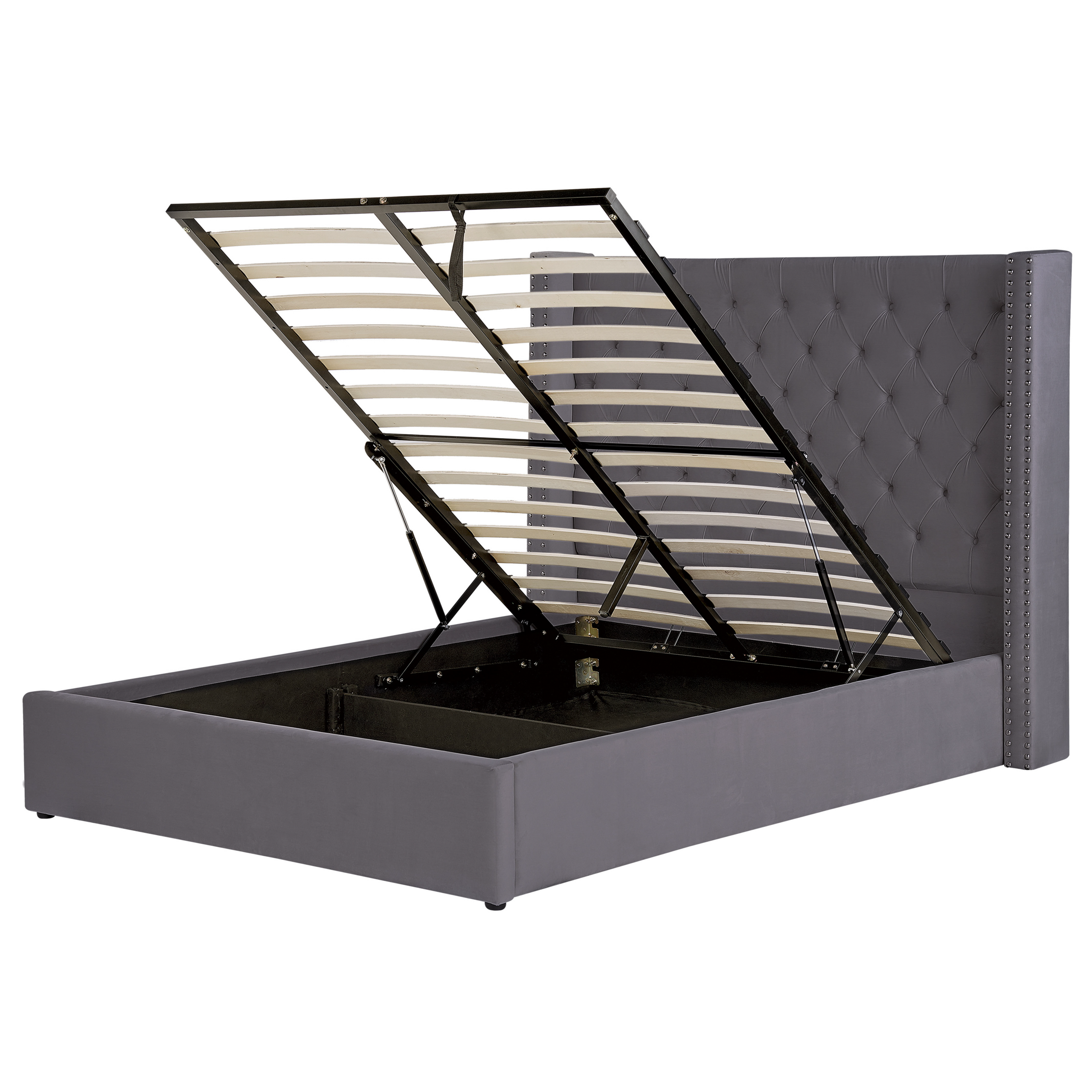 Sänky säilytystilalla sametti LUBBON 140 x 200 cm Harmaa