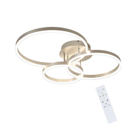 NETTLIFE LED-kattovalaisin olohuoneeseen, himmennettävä olohuonevalaisin, 82 cm, moderni muotoilu, kulta, 74 W, makuuhuonevalaisin kaukosäätimellä