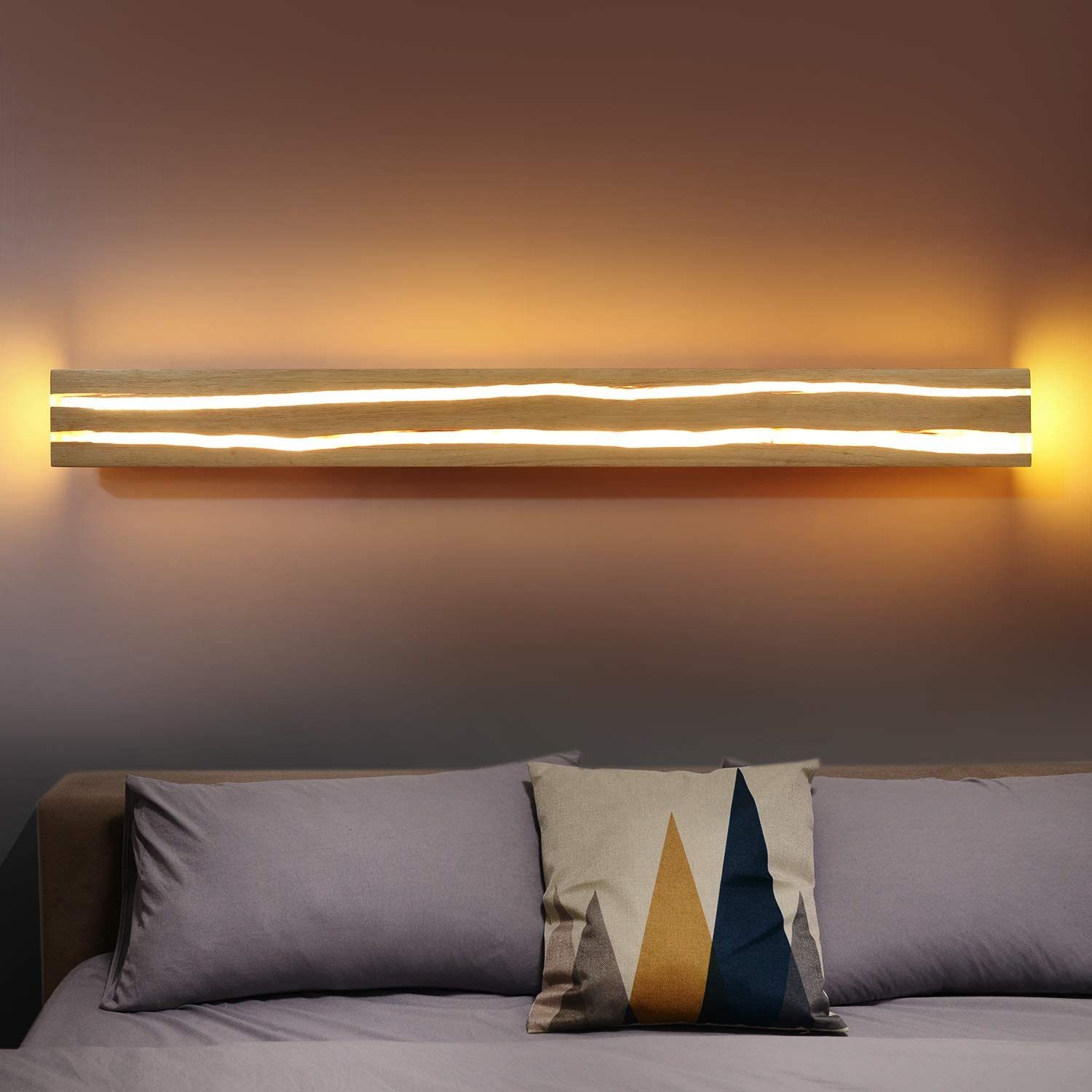 NETTLIFE LED-seinävalaisin, puinen seinävalaisin - 16 W, sisäkäytävävalaisin, 100 cm, lämmin valkoinen, moderni portaikkovalaisin