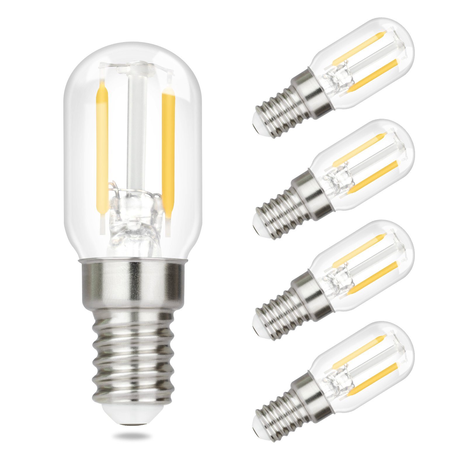 NETTLIFE 4 kpl E14 LED-lamppuja, lämmin valkoinen, vintage T22, retrotyylinen Edison-lamppu, 2 W, 2700 K, sopii lampunpitimiin