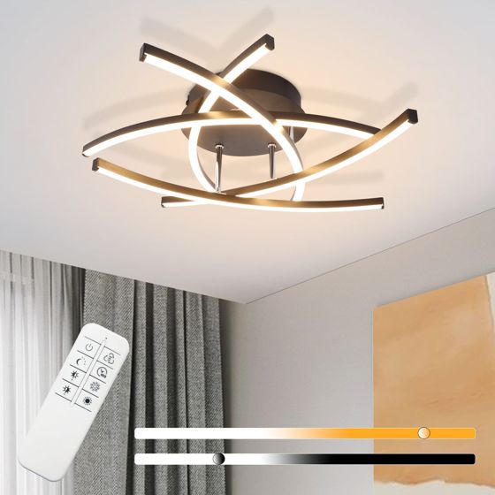 NETTLIFE LED - kattovalaisin, makuuhuoneeseen, musta, himmennettävä, 32w, moderni, metalli Kaukosäätimellä