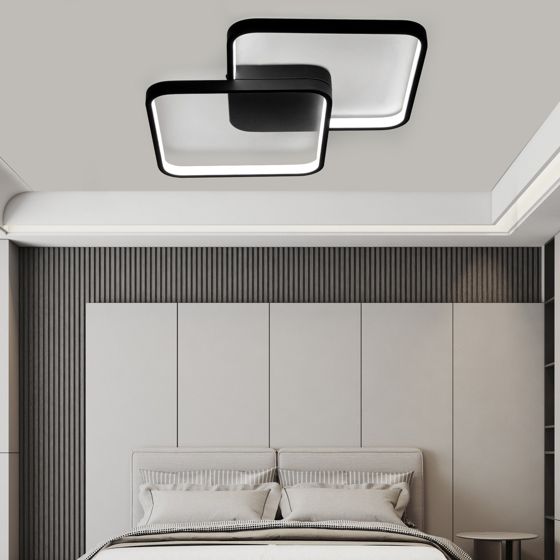 NETTLIFE moderni musta, metallinen LED - kattovalaisin, 3000K ja, 6000K, 55W, 43*43*45cm, himmennettävä design - keittiölampulla, makuuhuoneeseen