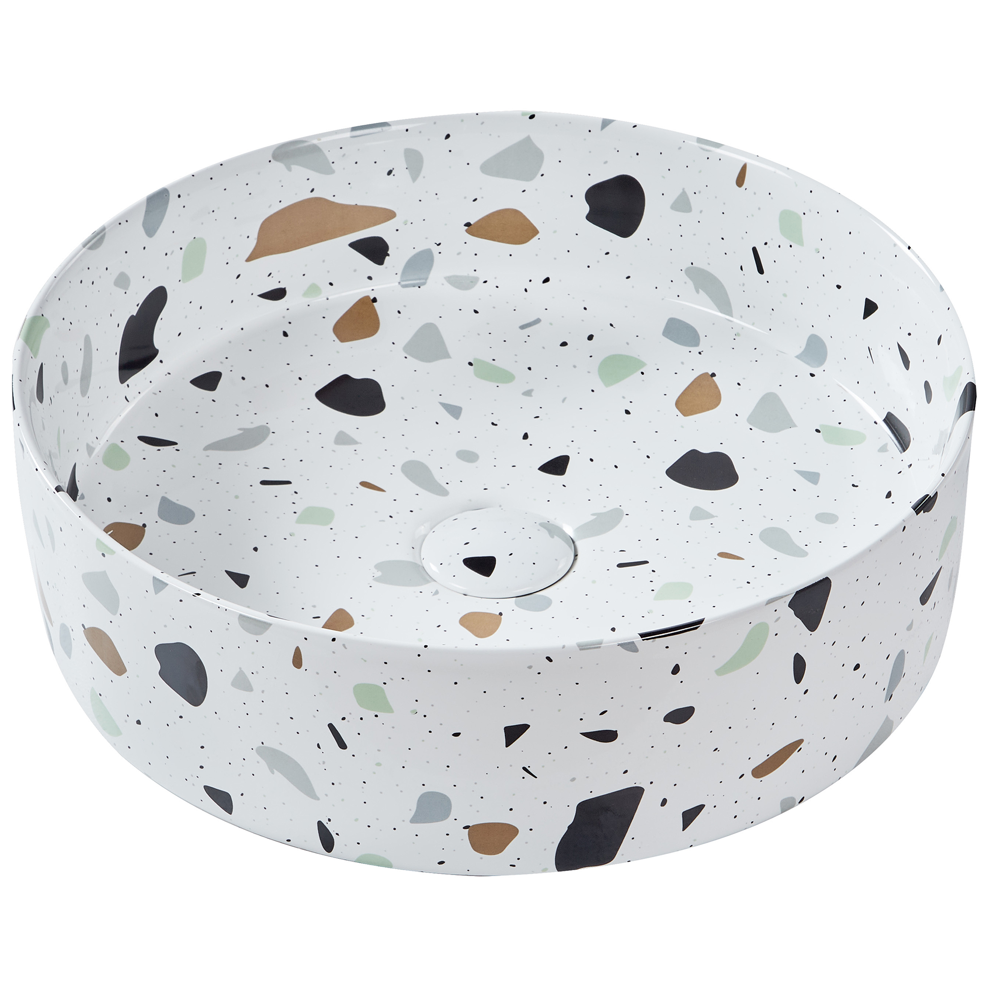 Pesuallas tason päälle NULES ⌀ 40 cm Keramiikka Terrazzo-kuvio Valkoinen