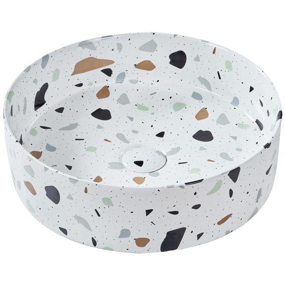 Pesuallas tason päälle NULES ⌀ 40 cm Keramiikka Terrazzo-kuvio Valkoinen