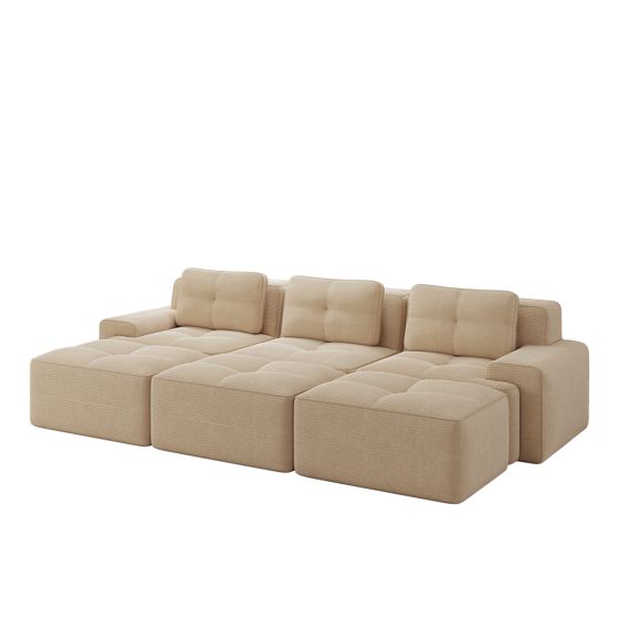 moduulisohva 3-paikkainen beige korduaanikangas moderni vuodesohva