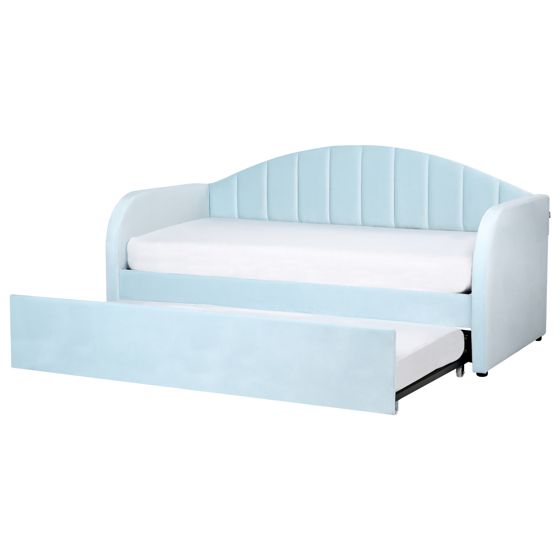 Sänky lisävuoteella sametti EYBURIE 90 x 200 cm Vaaleansininen