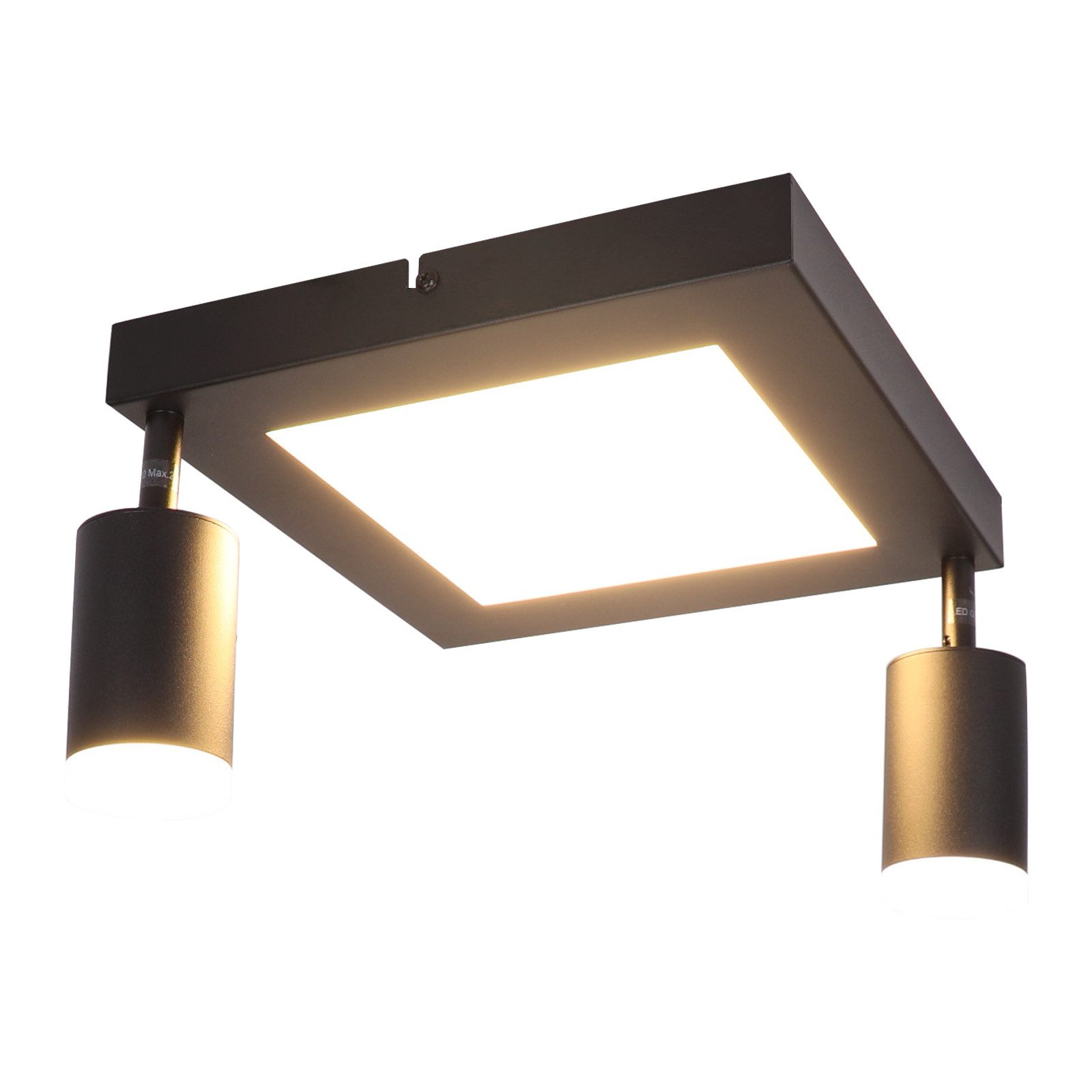 NETTLIFE Neliönmuotoinen kattokohdevalaisin GU10 3000k Lämmin valkoinen 20W Makuuhuonevalaisin 350° Säädettävä Lämmin valkoinen