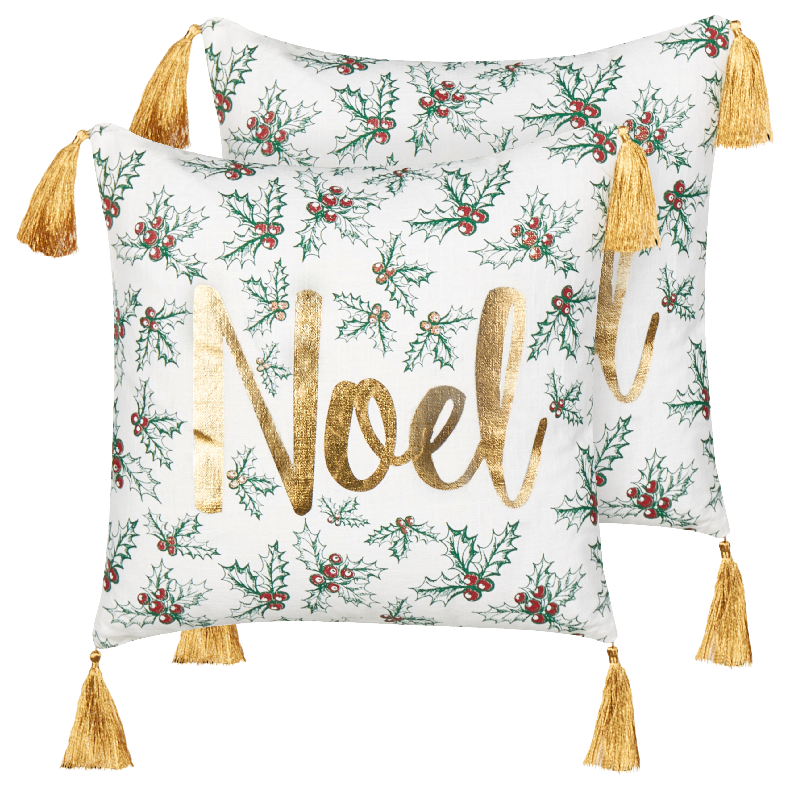 Koristetyynysetti 2 kpl ZAMIA puuvilla 45 x 45 cm Valkoinen Joulukuvio