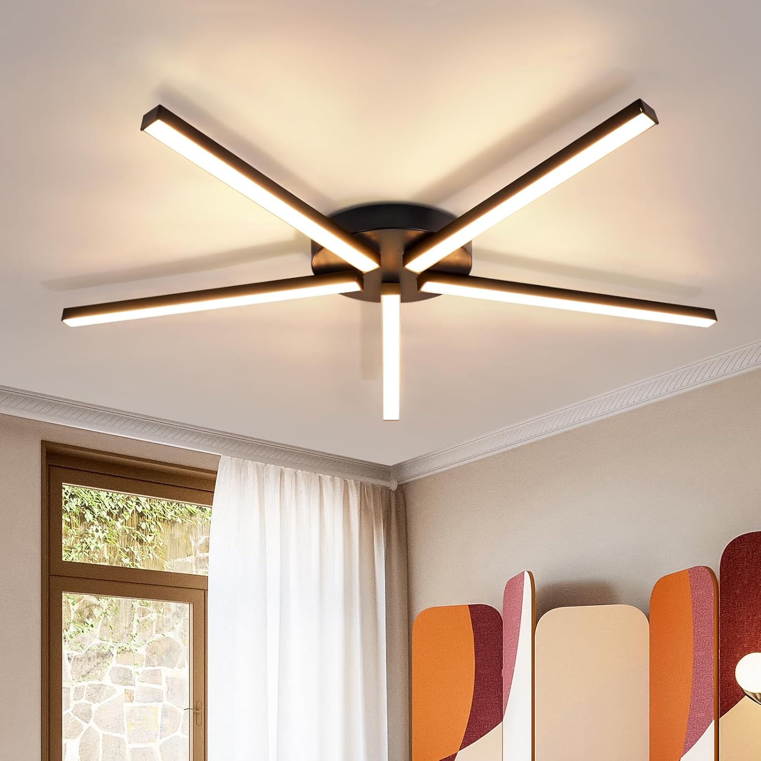 NETTLIFE LED - kattovalaisin, lämmin, valkoinen, 24W, musta, 64, 2cm, metalli, 3000K