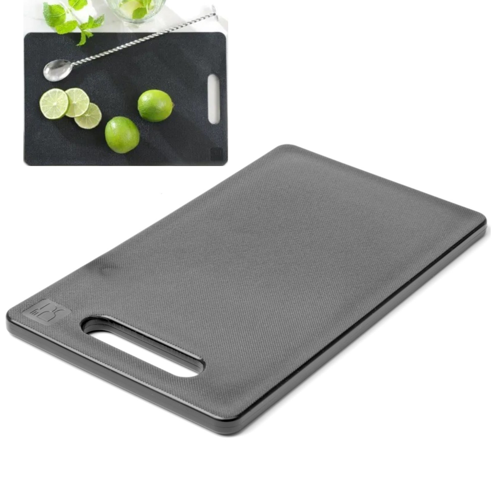 Yleiskäyttöinen leikkuulauta kahvalla 250 x 150 mm musta - Hendi 826478