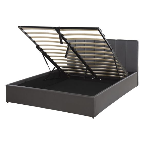 Sänky säilytystilalla keinonahka DREUX 140 x 200 cm Tummanharmaa